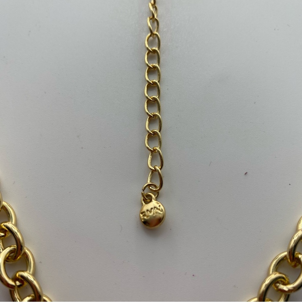 RMN Elegant Gold Tone Rololink Chain Necklace Lobster Clasp - Picture 2 of 8